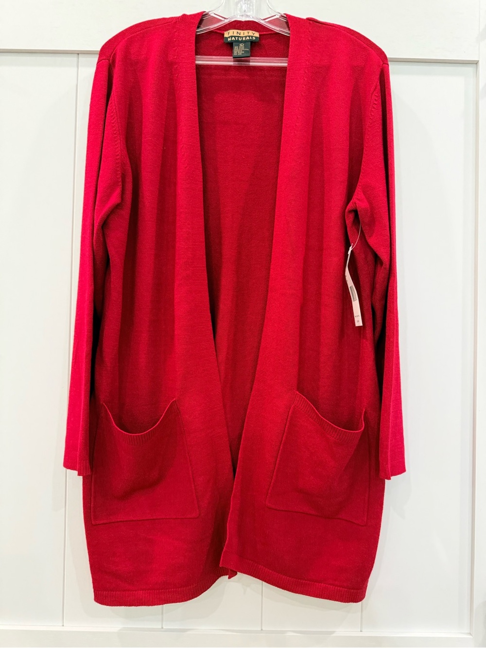 Open-Front Cardigan in Bright Red Finity Naturals large NWT